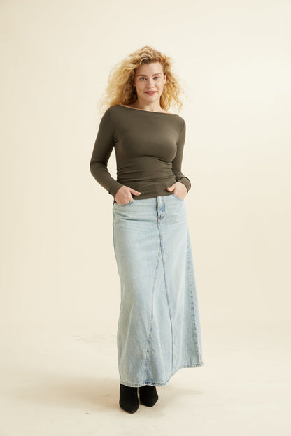 coco | Nowoczesny top Brami z marszczeniami po bokach i dekoltem w łódkę