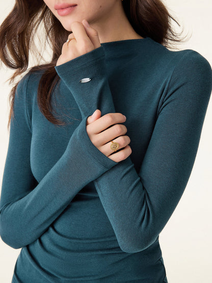 Coco | Luksusowy Dopasowany Top z Dzianiny Z Wbudowanym Stanikiem i Elegancką Stójką