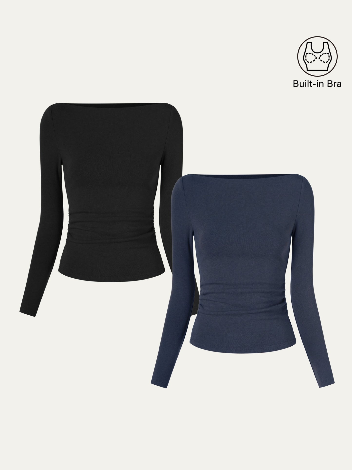 coco | Nowoczesny top Brami z marszczeniami po bokach i dekoltem w łódkę