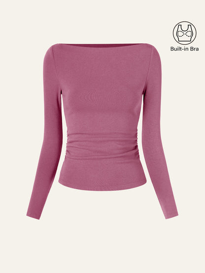 coco | Nowoczesny top Brami z marszczeniami po bokach i dekoltem w łódkę