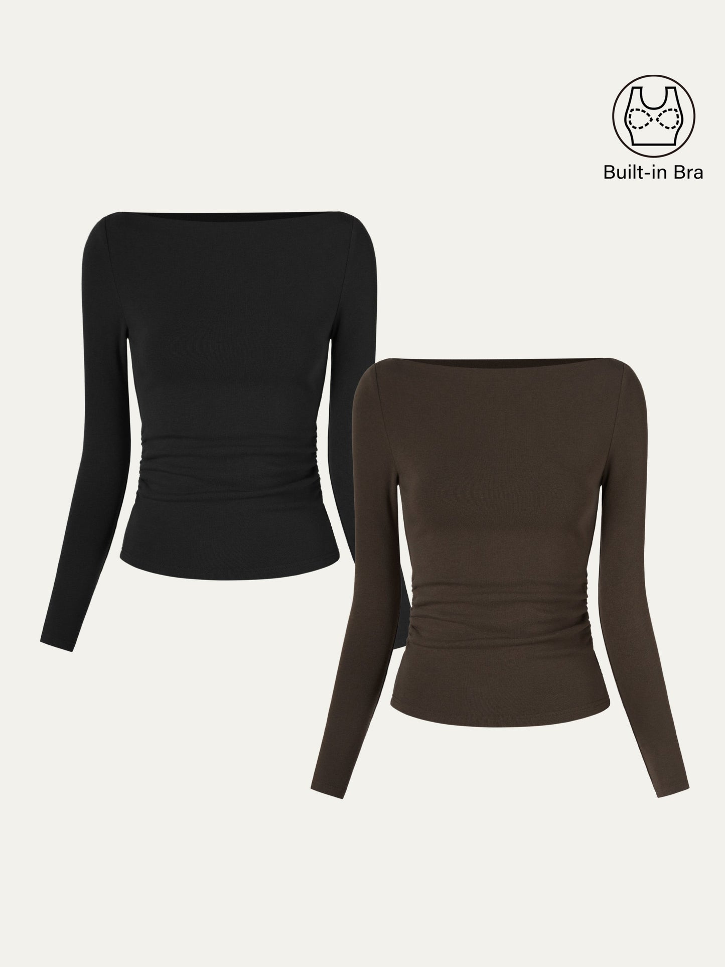 coco | Nowoczesny top Brami z marszczeniami po bokach i dekoltem w łódkę