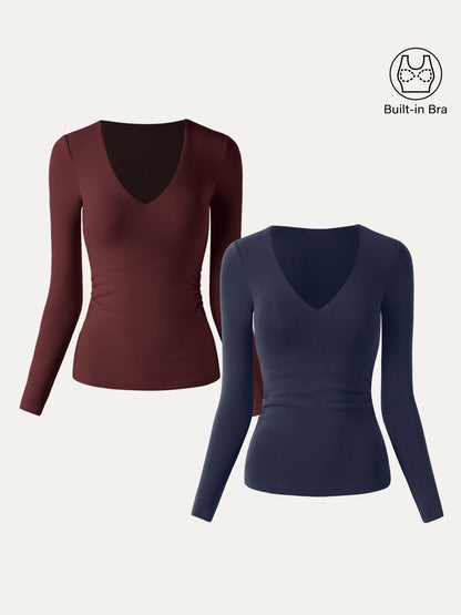 V-Neck Ruched Sides Brami Top