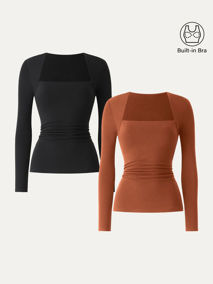 Coco | Kutni četvrtasti izrez s bočnim naborima 