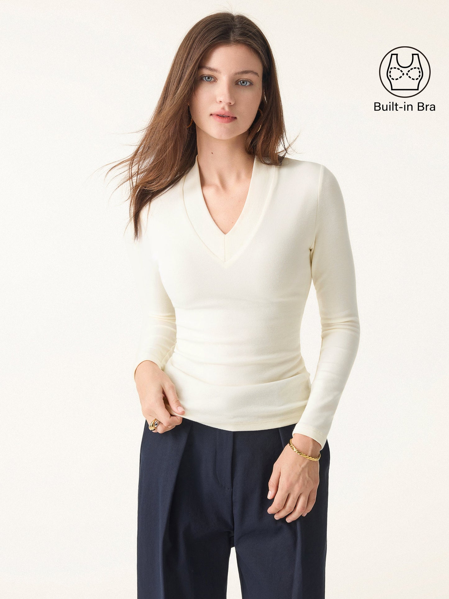 Coco | Bramijev osnovni top sa širokom kravatom i V-izrezom 