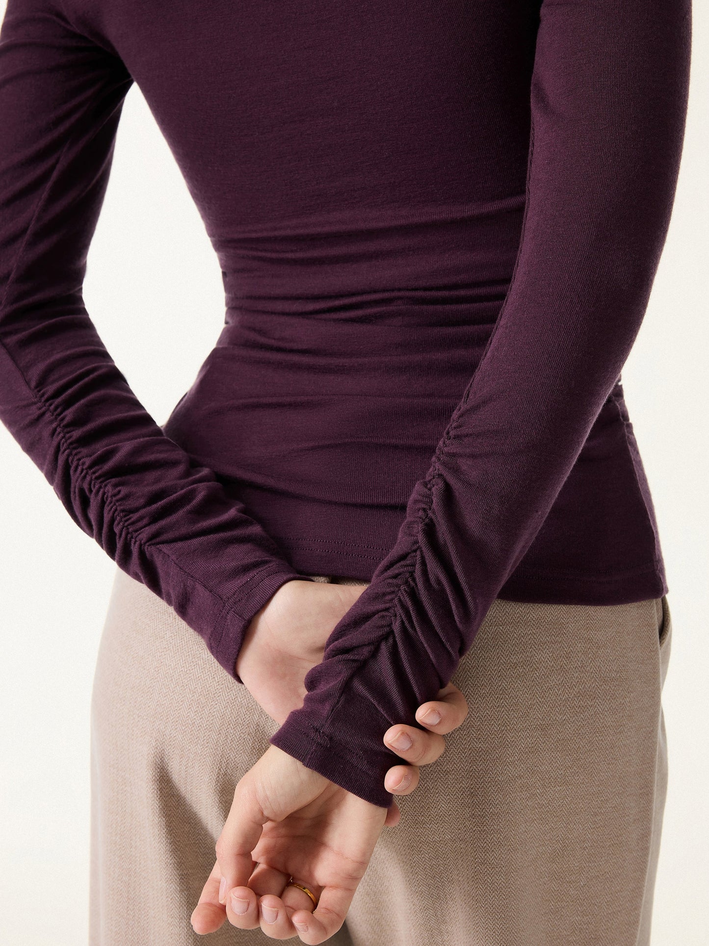 Coco | Top z kaszmiru lyocell z marszczeniami na rękawach