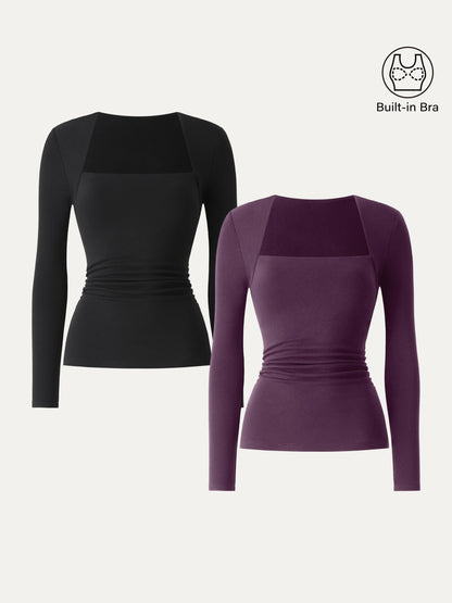 Coco | Kutni četvrtasti izrez s bočnim naborima 