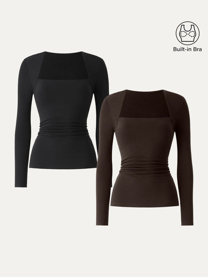 Coco | Kutni četvrtasti izrez s bočnim naborima 