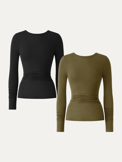 Coco | Top z kaszmiru lyocell z marszczeniami na rękawach