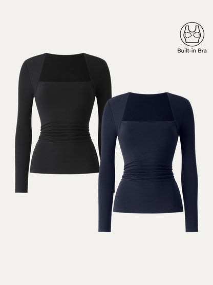 Coco | Kutni četvrtasti izrez s bočnim naborima 