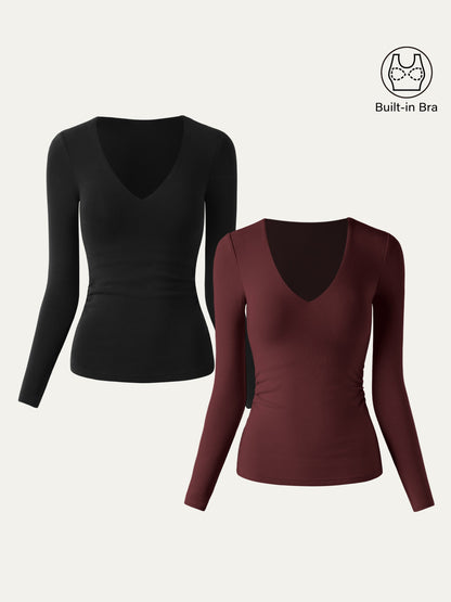 V-Neck Ruched Sides Brami Top