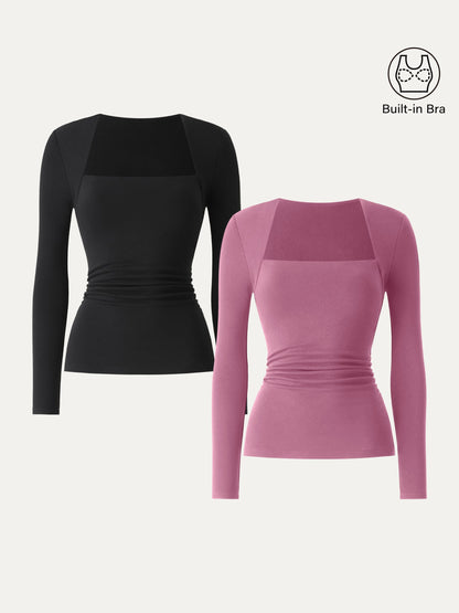 Coco | Kutni četvrtasti izrez s bočnim naborima 