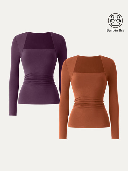 Coco | Kutni četvrtasti izrez s bočnim naborima 