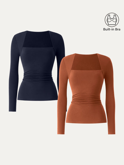 Coco | Kutni četvrtasti izrez s bočnim naborima 