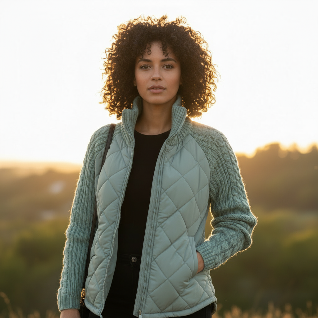 Coco | Dzianinowa kurtka puchowa - miękka i ciepła