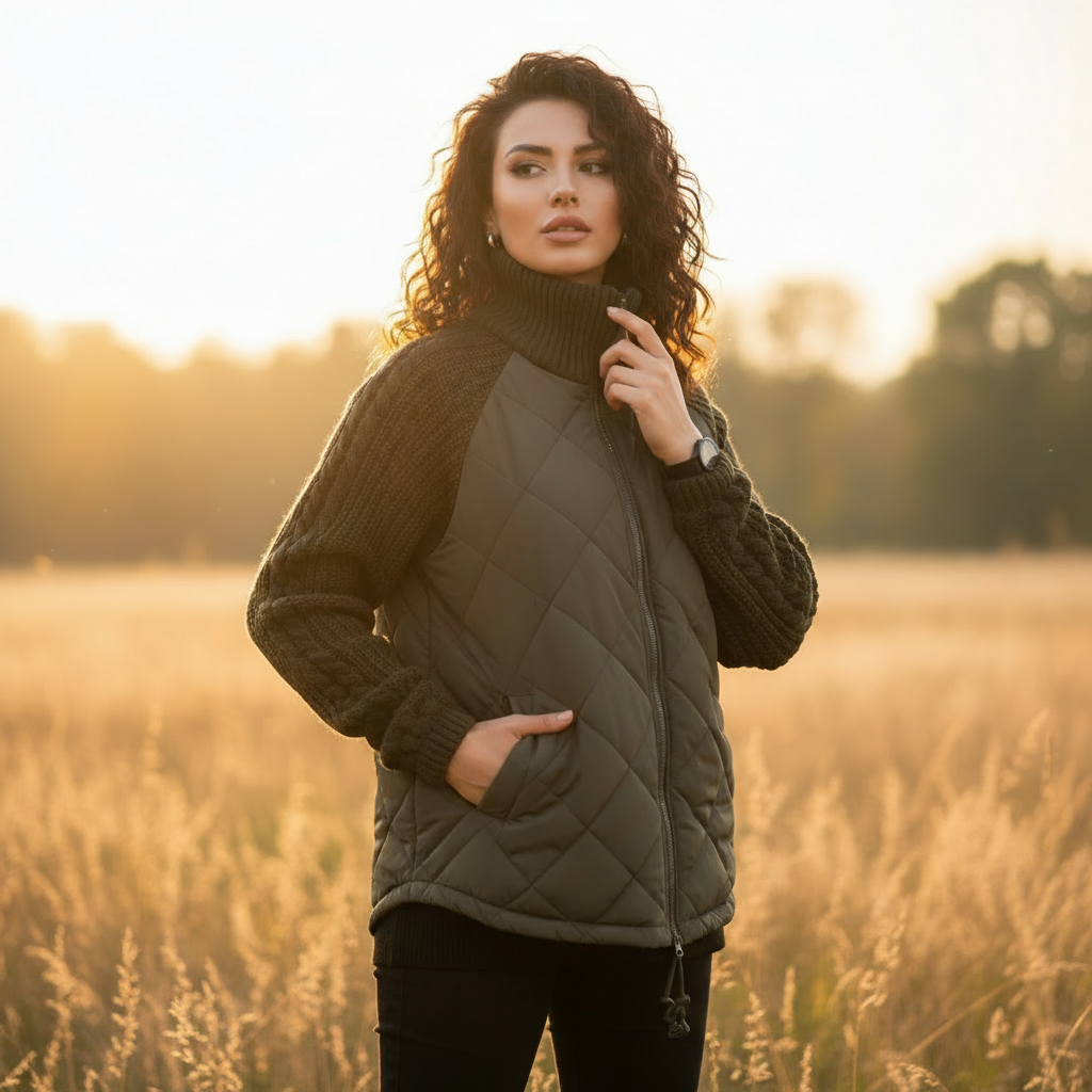 Coco | Dzianinowa kurtka puchowa - miękka i ciepła