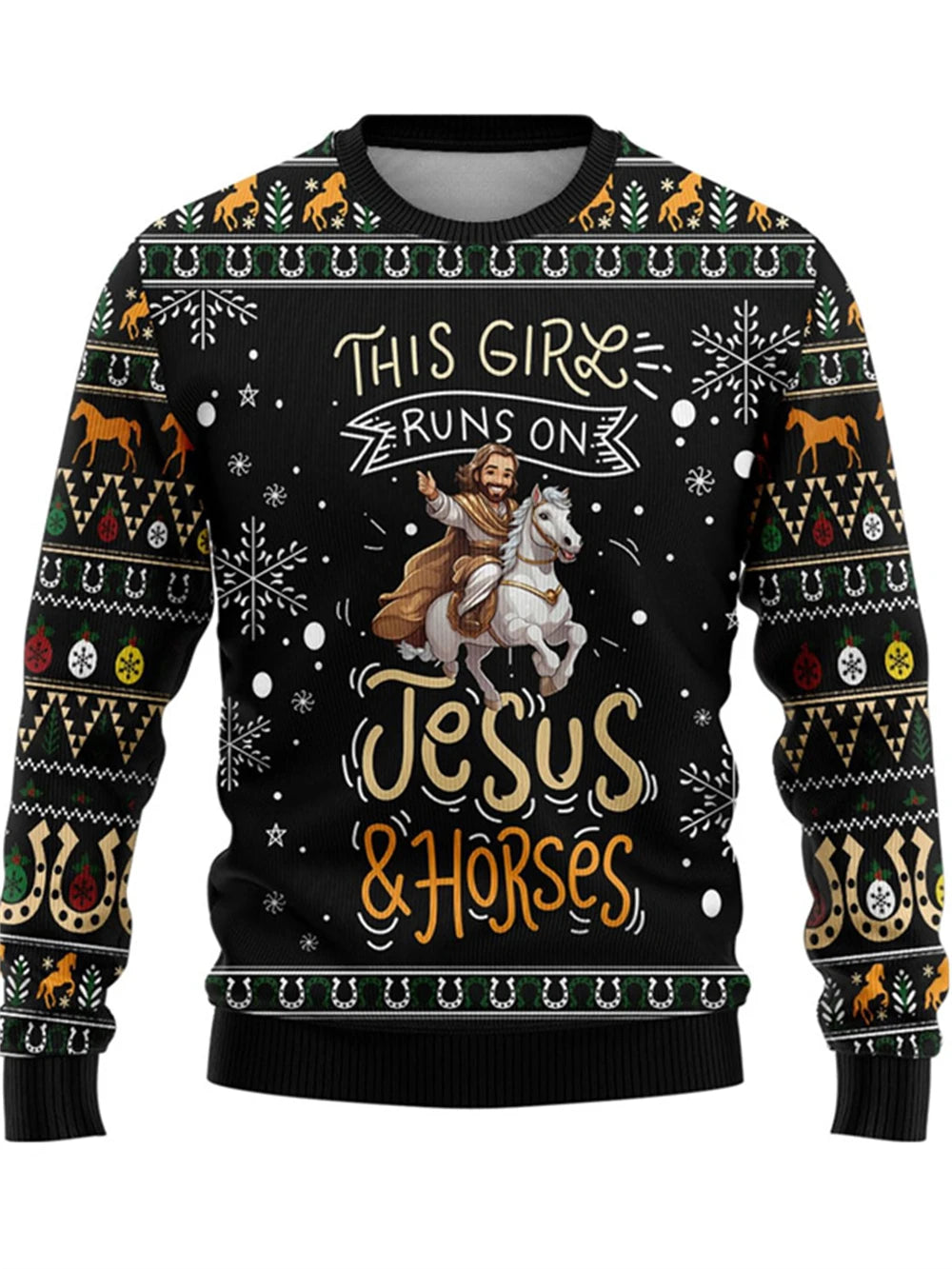 Sweter z nadrukiem 3D z motywem Jezusa, męski i damski, świąteczny, z okrągłym dekoltem, chrześcijański, unisex, męski, odzież