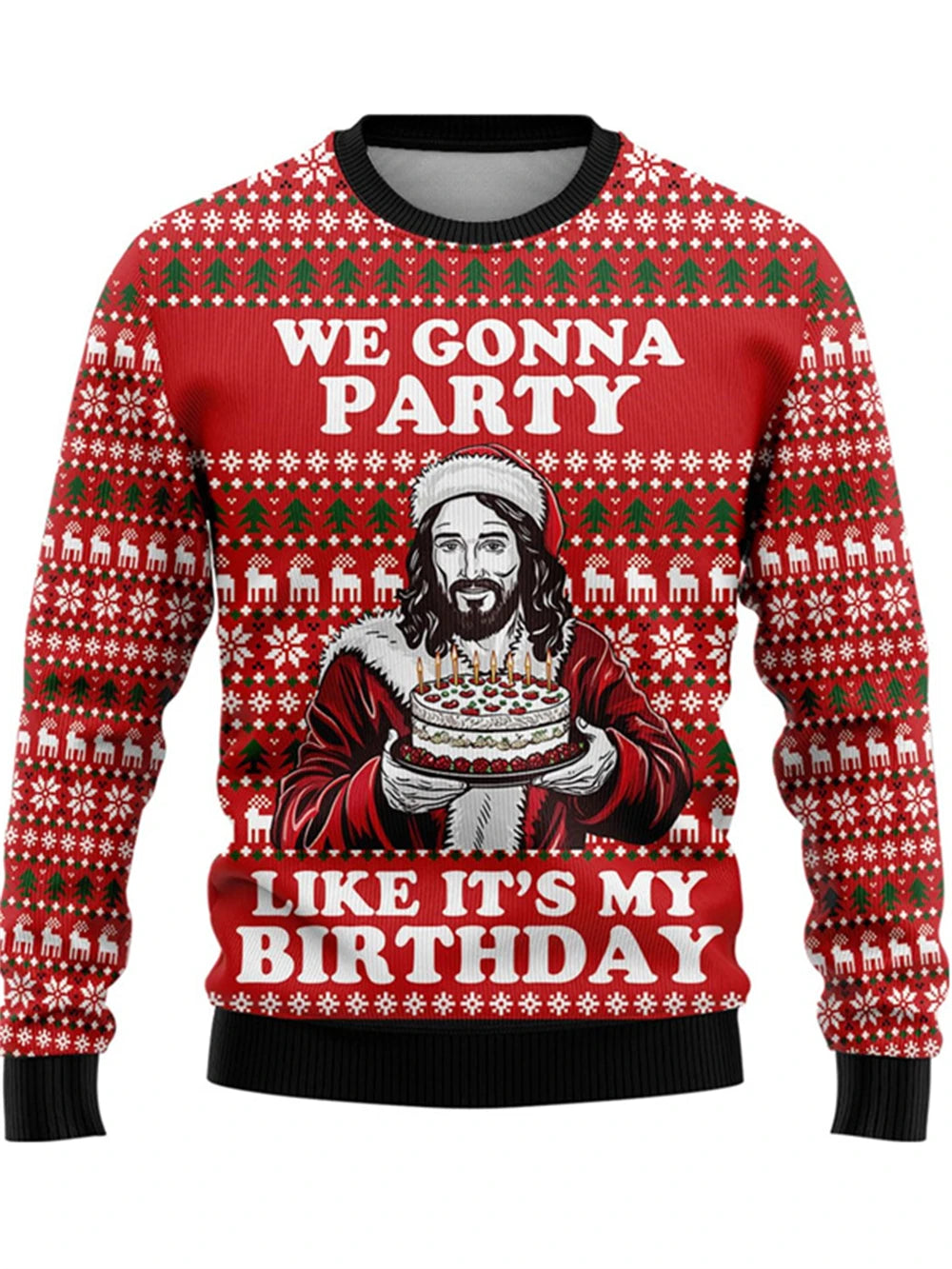 Sweter z nadrukiem 3D z motywem Jezusa, męski i damski, świąteczny, z okrągłym dekoltem, chrześcijański, unisex, męski, odzież