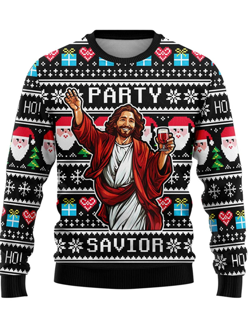 Sweter z nadrukiem 3D z motywem Jezusa, męski i damski, świąteczny, z okrągłym dekoltem, chrześcijański, unisex, męski, odzież