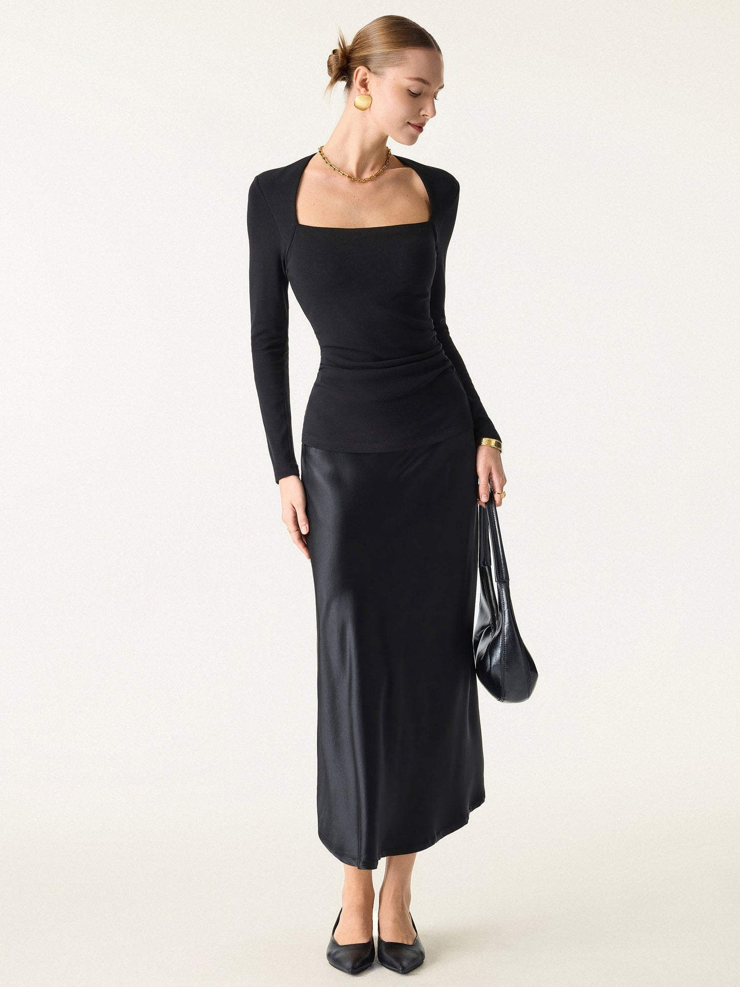 Coco | Kutni četvrtasti izrez s bočnim naborima 