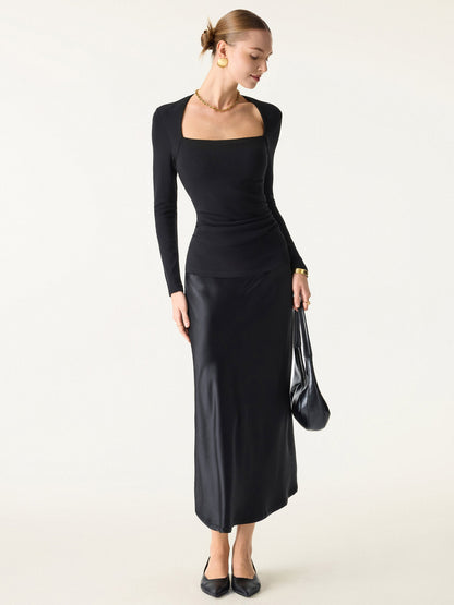 Coco | Kutni četvrtasti izrez s bočnim naborima 