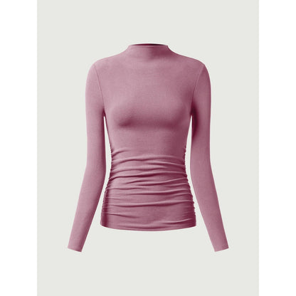 Thermal Ruched Sides Tuckable Mockneck Top