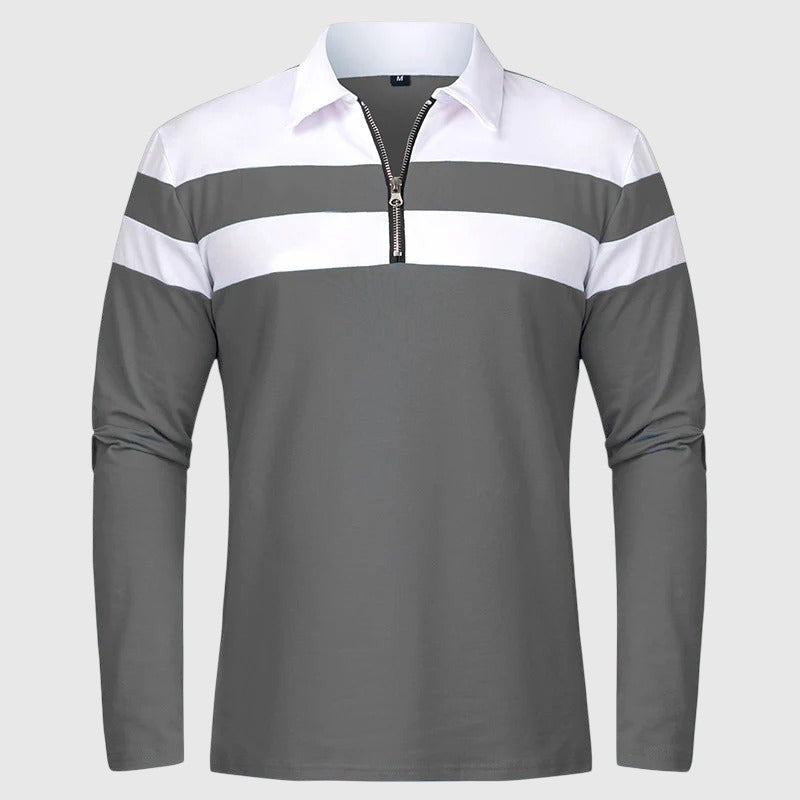 Coco - Elegancki sweter z zamkiem i paskami