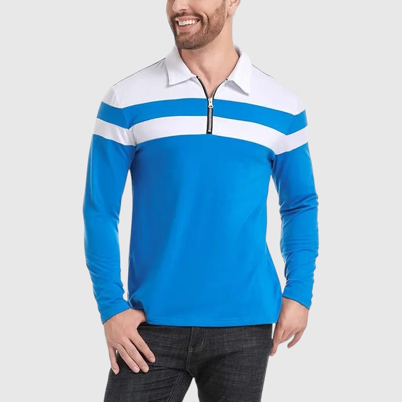 Coco - Elegancki sweter z zamkiem i paskami