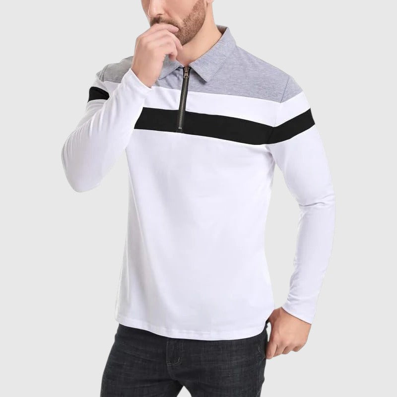 Coco - Elegancki sweter z zamkiem i paskami